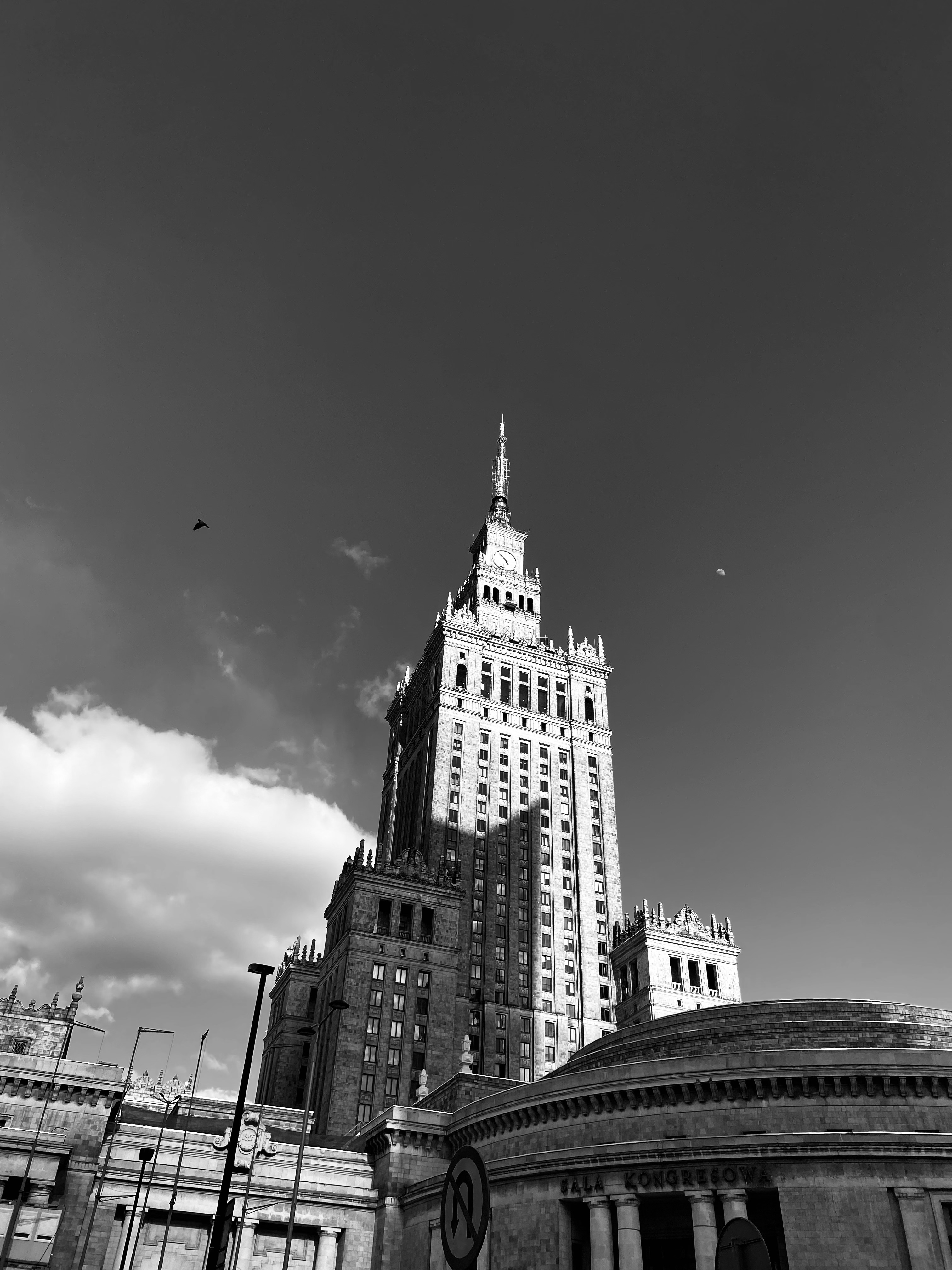 Palais de la Culture et de la Science, Varsovie, noir et blanc